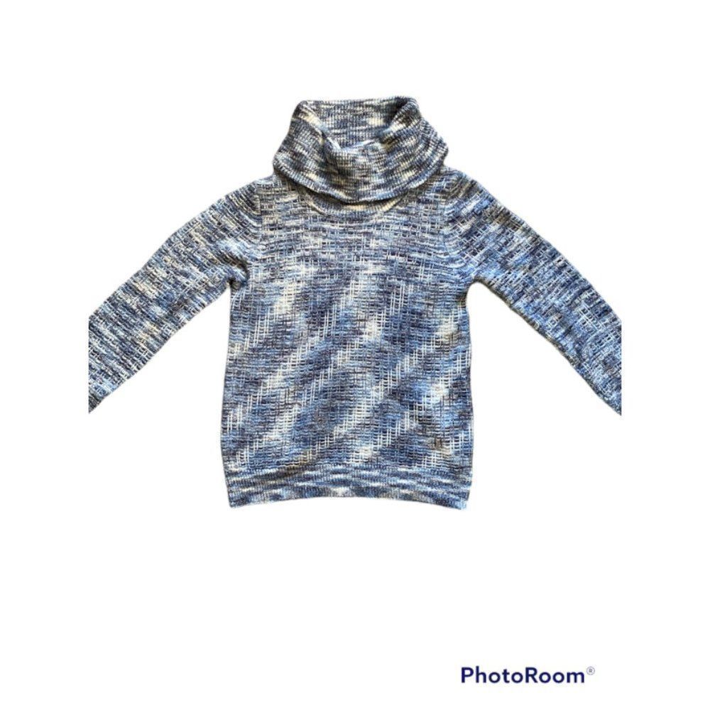 Draper's & Damons Womens White Blue Tie Dye Sweater Cowl Neck Size L
